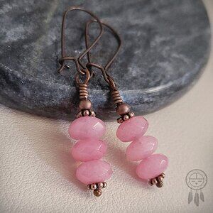 Rose Quartz Earrings with Copper Hooks